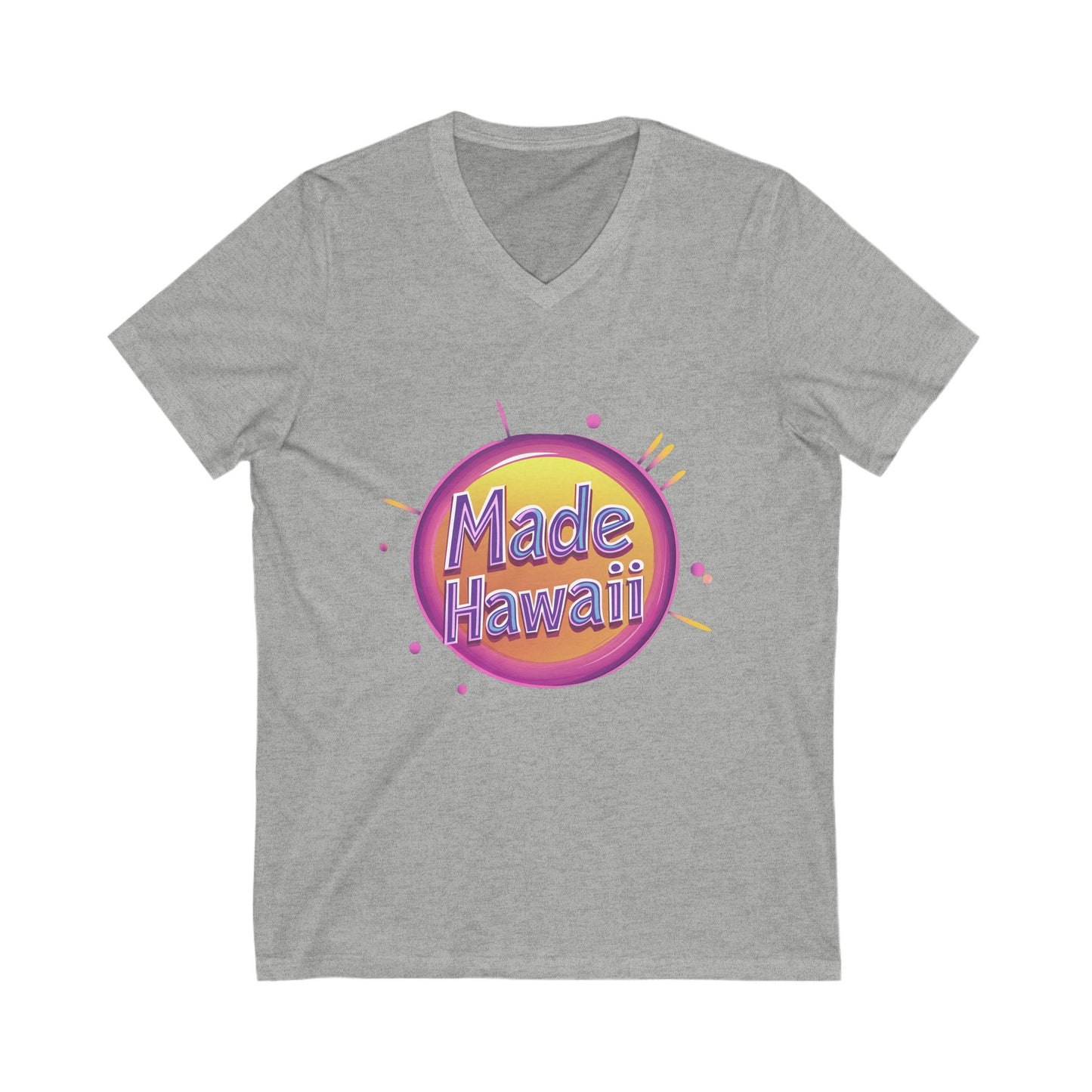 Made in Hawaii Retro V-Neck T-Shirt | Local Pride Neon Circle Design
