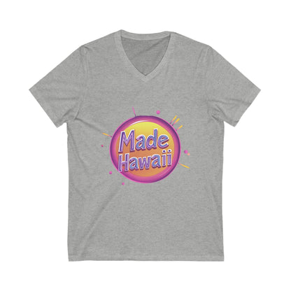 Made in Hawaii Retro V-Neck T-Shirt | Local Pride Neon Circle Design