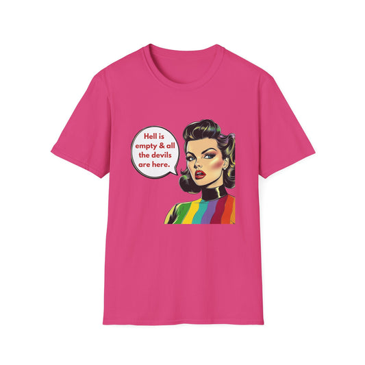 Hell Is Empty Rainbow Pride T-Shirt | Retro Feminist Unisex Tee