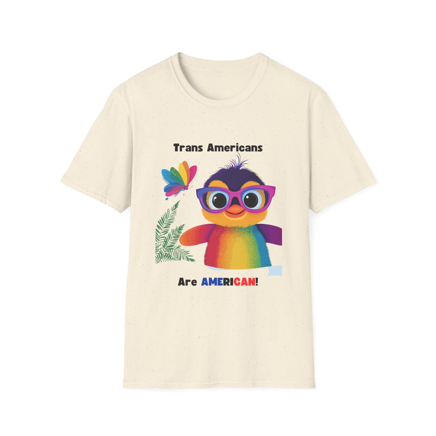 Cute Trans Pride Rainbow Bird T-Shirt | LGBTQ+ Kawaii Unisex Tee