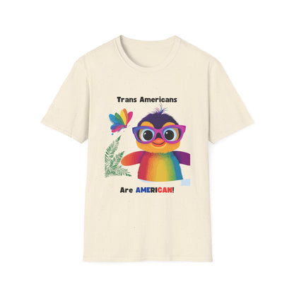 Cute Trans Pride Rainbow Bird T-Shirt | LGBTQ+ Kawaii Unisex Tee
