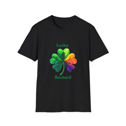 Lucky Bastard Rainbow Shamrock Pride T-Shirt | LGBTQ+ Unisex Tee
