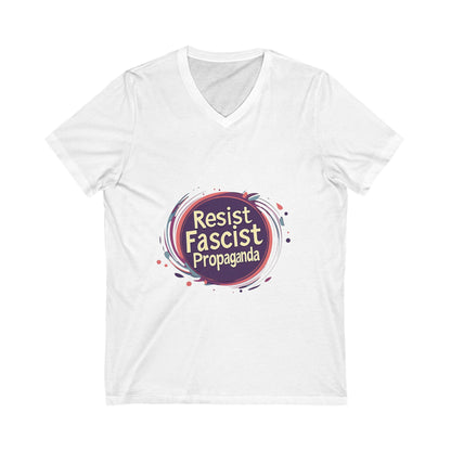 Anti-Fascist V-Neck T-Shirt | Resist Propaganda Art | Activist Unisex Tee