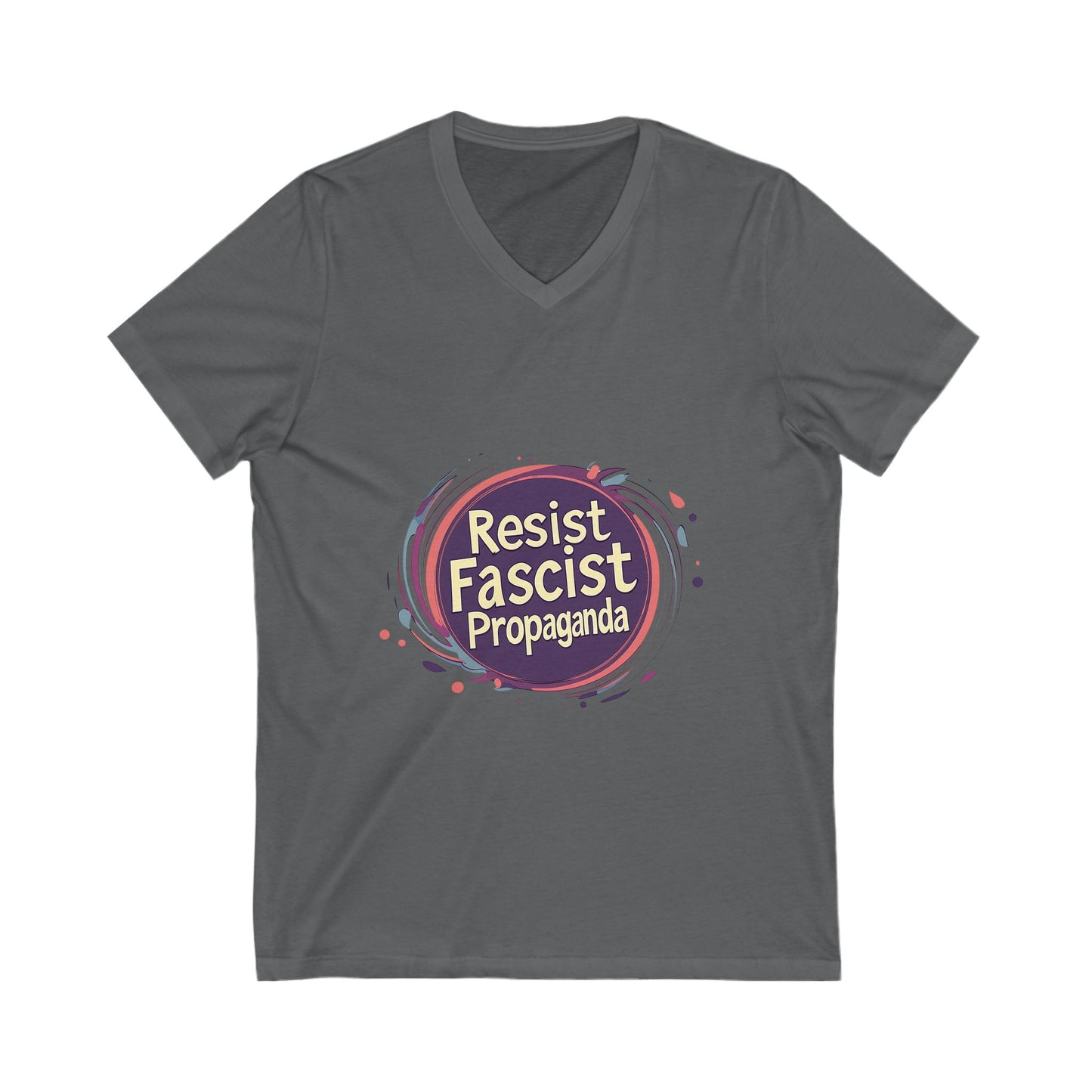 Anti-Fascist V-Neck T-Shirt | Resist Propaganda Art | Activist Unisex Tee