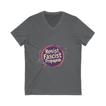 Anti-Fascist V-Neck T-Shirt | Resist Propaganda Art | Activist Unisex Tee