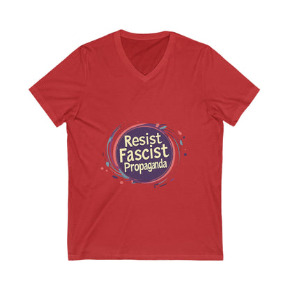 Anti-Fascist V-Neck T-Shirt | Resist Propaganda Art | Activist Unisex Tee