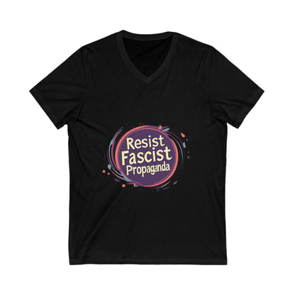 Anti-Fascist V-Neck T-Shirt | Resist Propaganda Art | Activist Unisex Tee