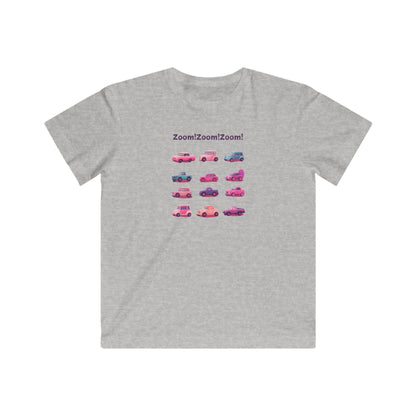 Zoom! Zoom! Kids Car T-Shirt | Kawaii Vehicle Grid Design | Cute Unisex Children's Tee