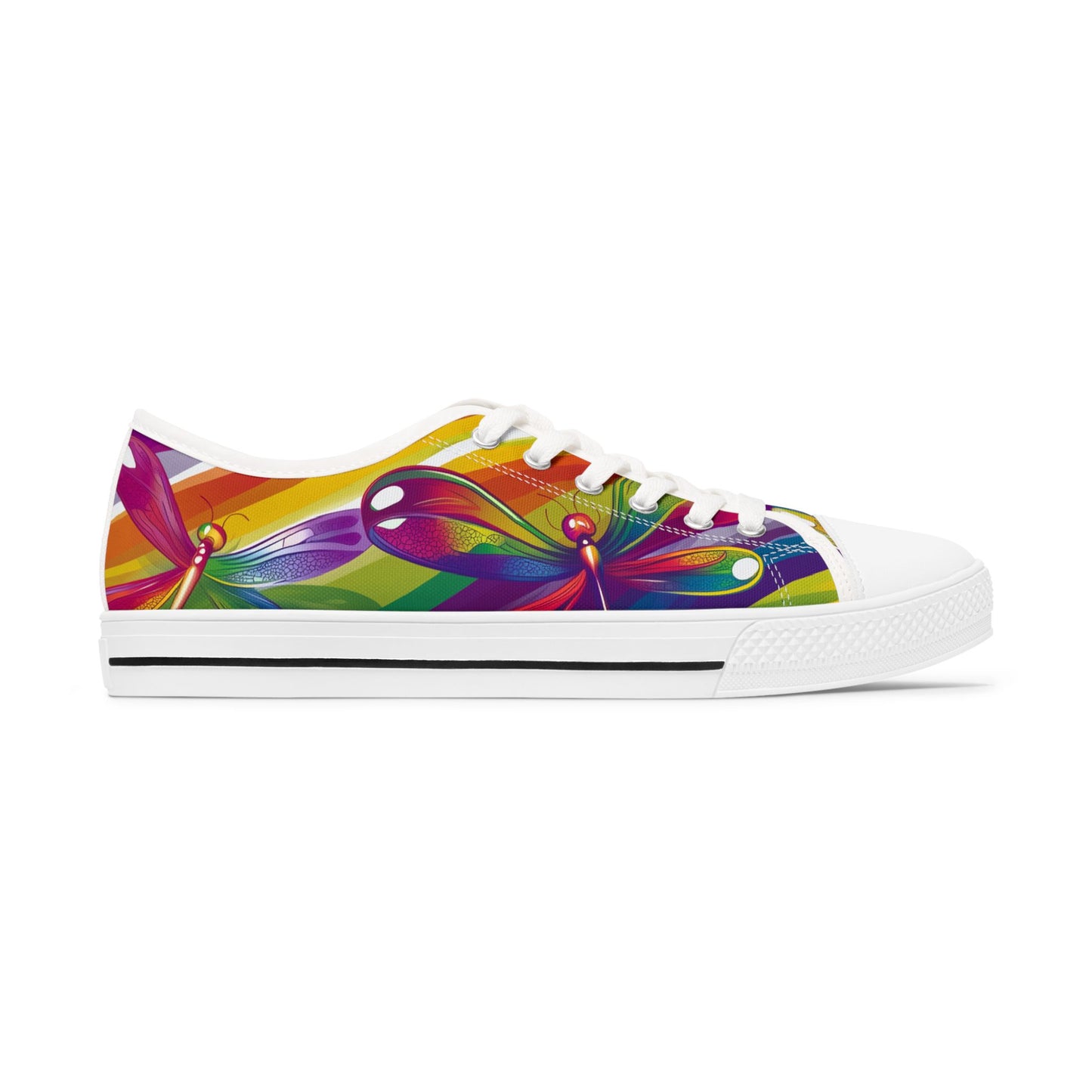 Rainbow Dragonfly Pride Low Top Sneakers | LGBTQ+ Canvas Shoes