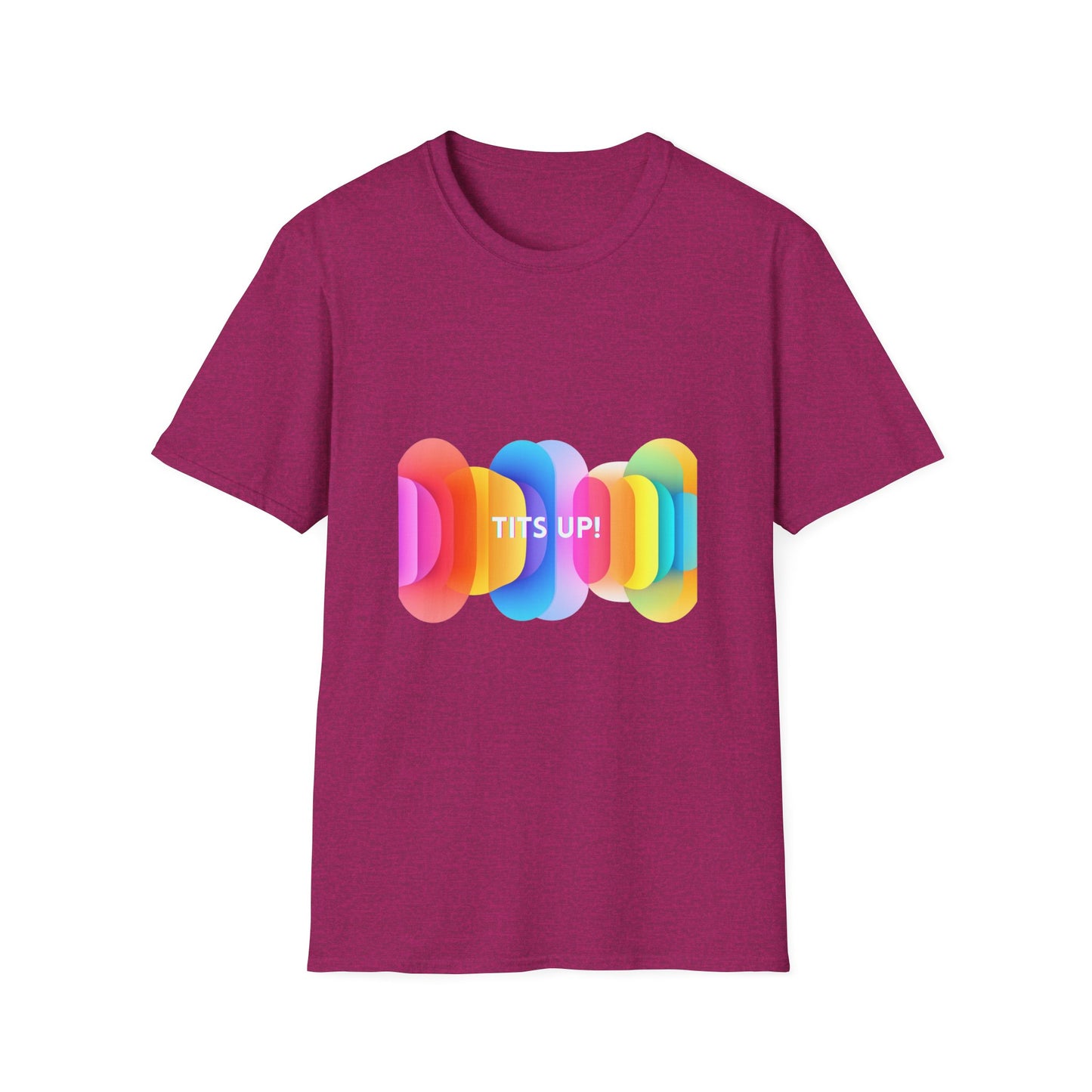 Colorful TITS UP! Unisex T-Shirt | Motivational Rainbow Pride Tee