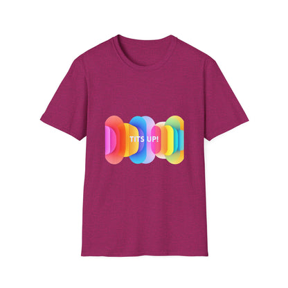 Colorful TITS UP! Unisex T-Shirt | Motivational Rainbow Pride Tee