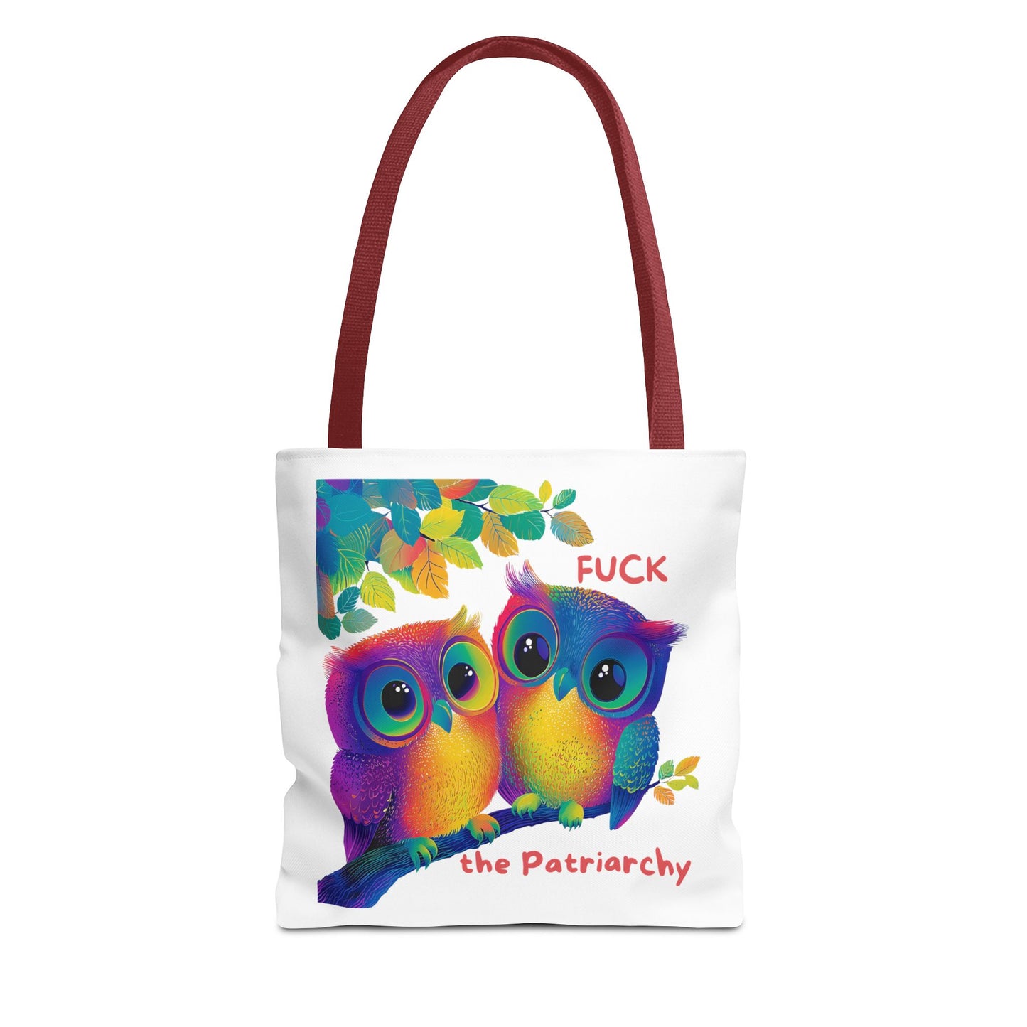 Rainbow Owls Feminist Statement Tote Bag | Patriarchy Protest Accessory