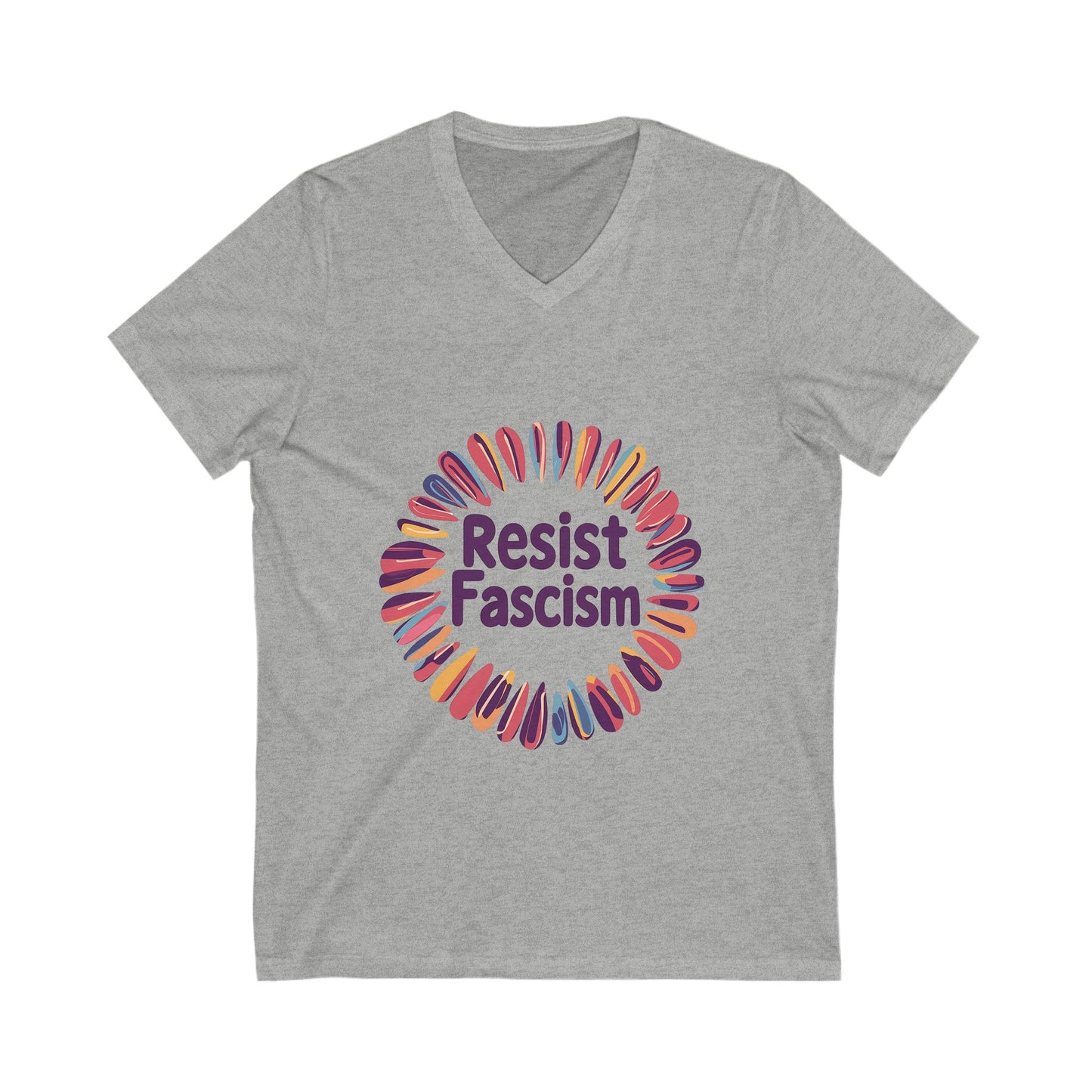 Rainbow Circle Resist V-Neck Tee | Progressive Unisex T-Shirt | Cute Activist Design