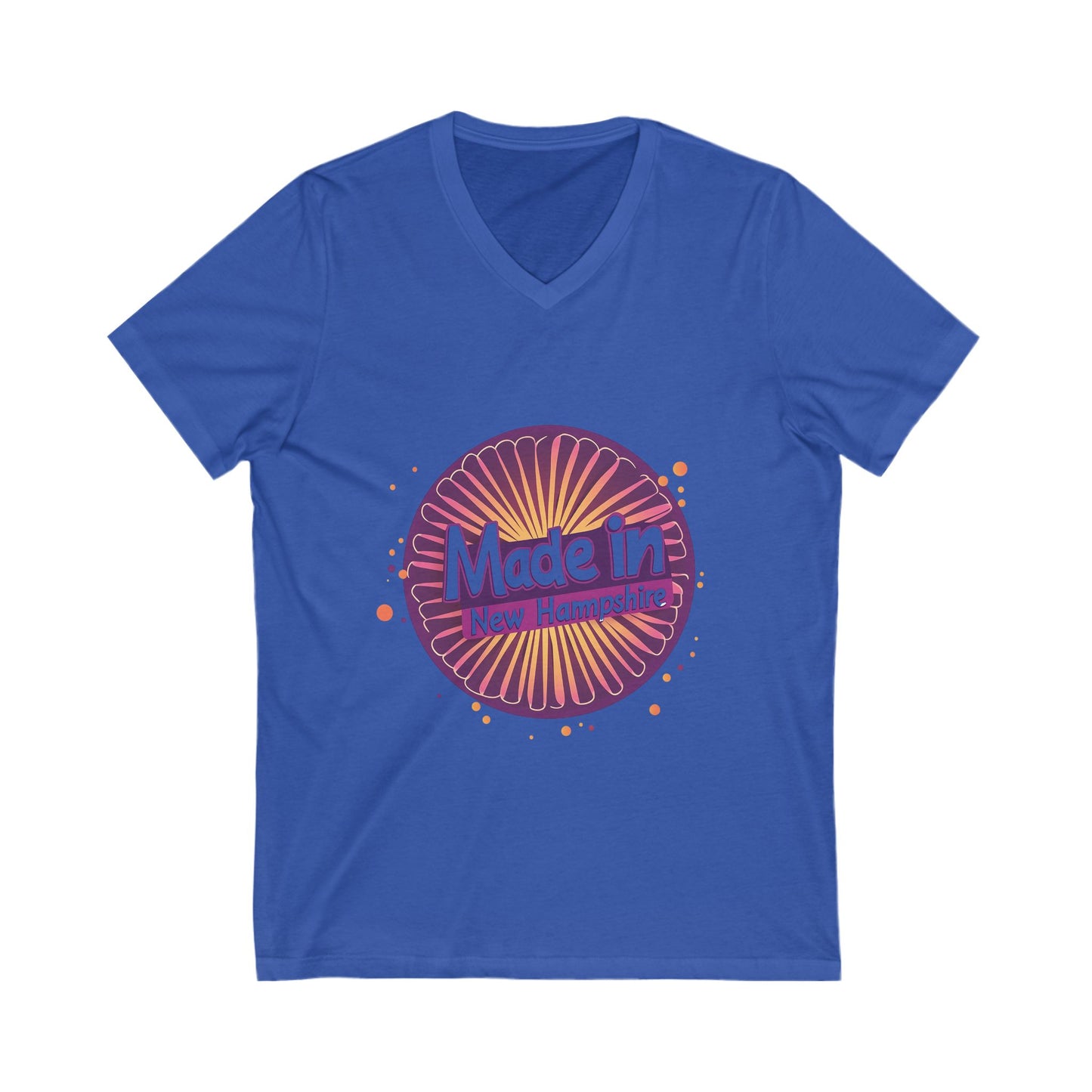 Made in NH Retro Sunrise V-Neck | Vintage New Hampshire Pride Tee