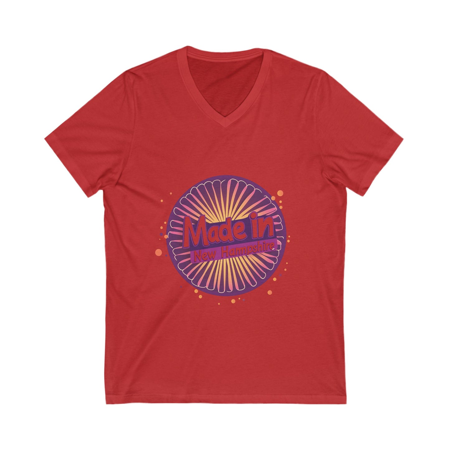 Made in NH Retro Sunrise V-Neck | Vintage New Hampshire Pride Tee