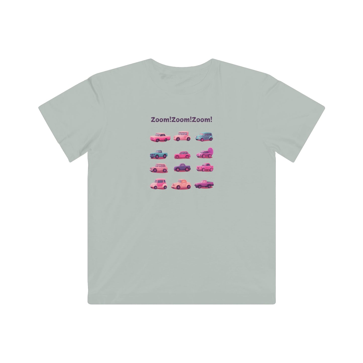 Zoom! Zoom! Kids Car T-Shirt | Kawaii Vehicle Grid Design | Cute Unisex Children's Tee