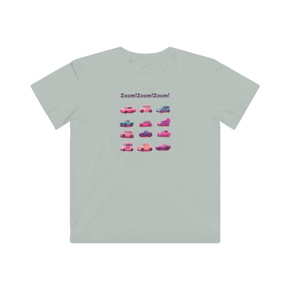 Zoom! Zoom! Kids Car T-Shirt | Kawaii Vehicle Grid Design | Cute Unisex Children's Tee