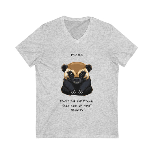P.E.T.H.B. Honey Badger V-Neck | Animal Rights Activist Shirt | Ethical Wildlife Tee