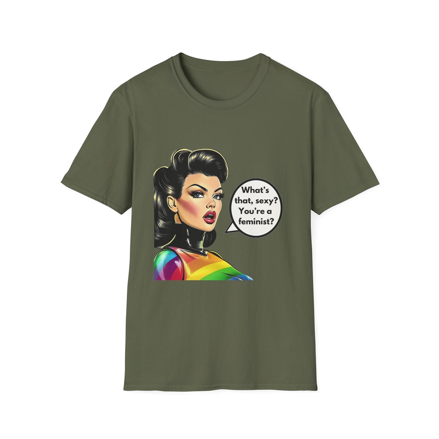 Feminist Pin Up Rainbow T-Shirt | LGBTQ+ Pride Statement Tee