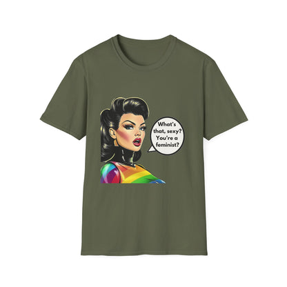 Feminist Pin Up Rainbow T-Shirt | LGBTQ+ Pride Statement Tee