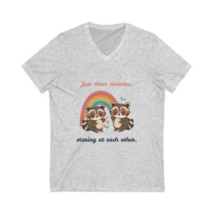 Cute Raccoon Rainbow V-Neck T-Shirt | Kawaii Animal Friends Pride Tee
