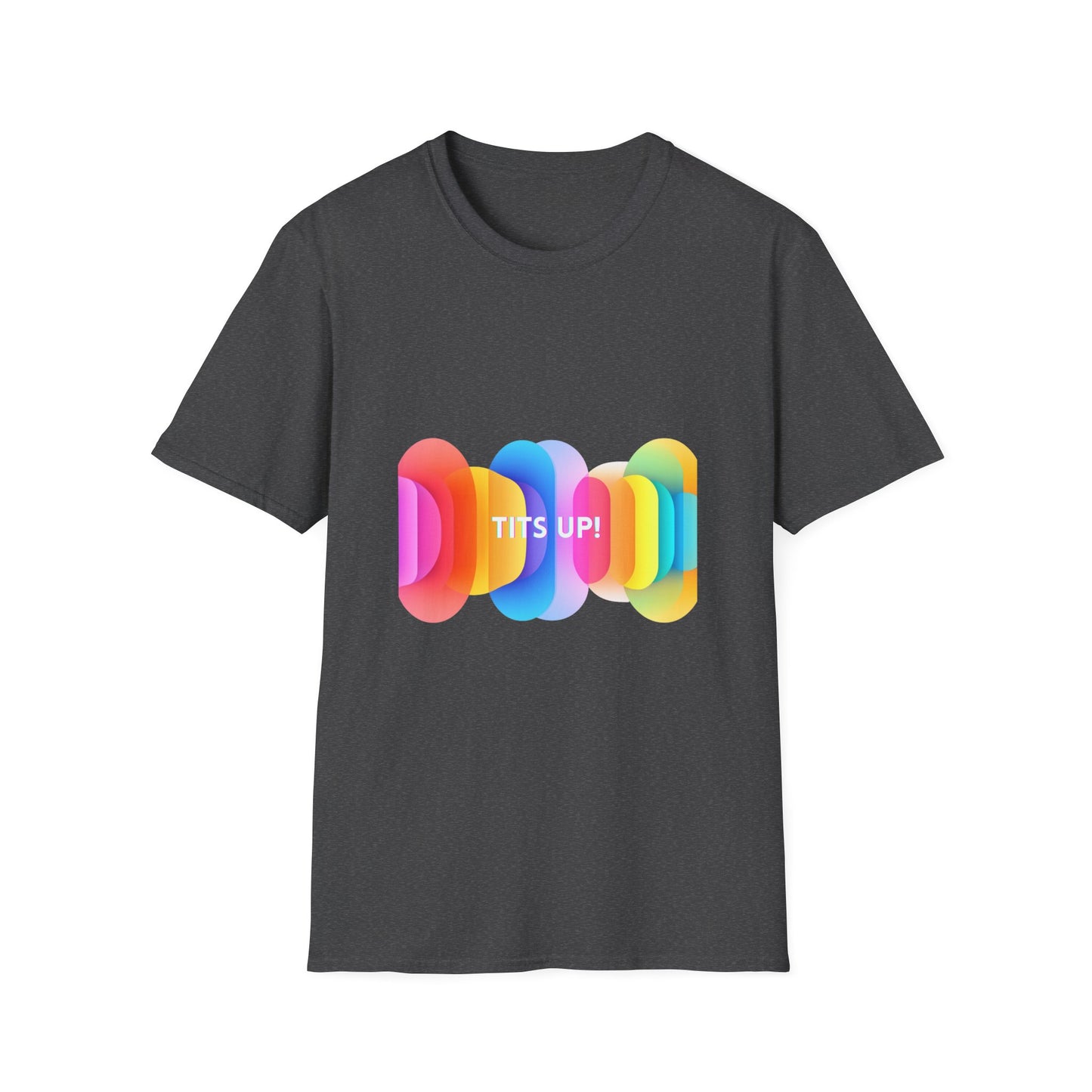 Colorful TITS UP! Unisex T-Shirt | Motivational Rainbow Pride Tee