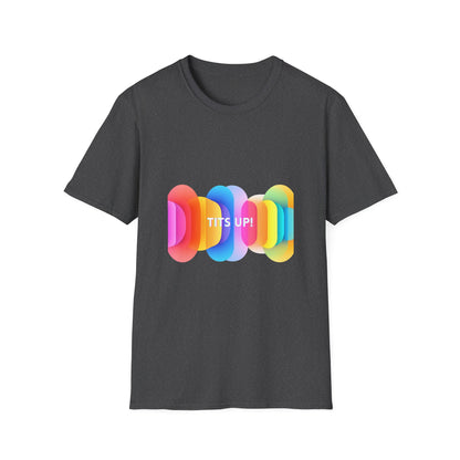 Colorful TITS UP! Unisex T-Shirt | Motivational Rainbow Pride Tee
