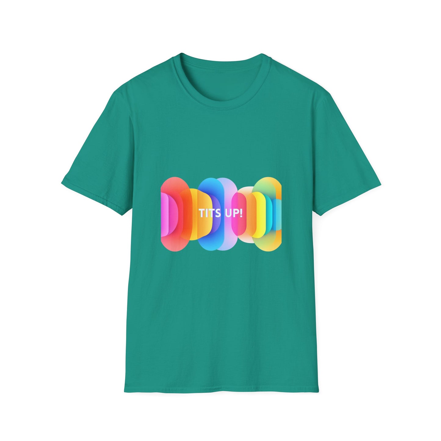 Colorful TITS UP! Unisex T-Shirt | Motivational Rainbow Pride Tee