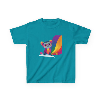 Rainbow Lemur Kids T-Shirt | Cute Pride Kawaii Design | Pink Cotton Tee