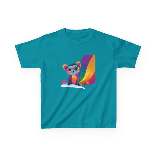 Rainbow Lemur Kids T-Shirt | Cute Pride Kawaii Design | Pink Cotton Tee