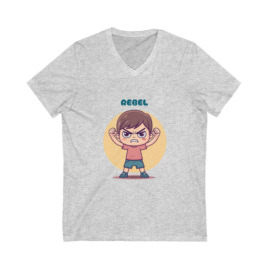 Rebel Kawaii Fighter V-Neck T-Shirt | Cute Activist Unisex Tee | Empowerment Design