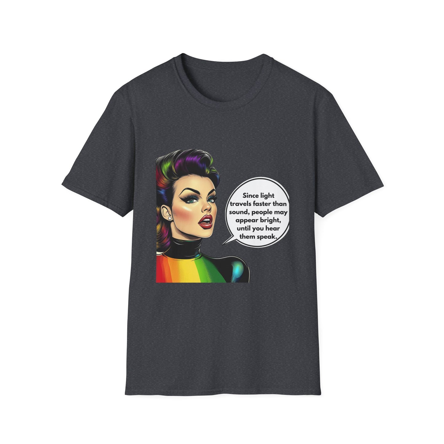 Rainbow Pride Retro Comic Woman T-Shirt | LGBTQ+ Activist Tee