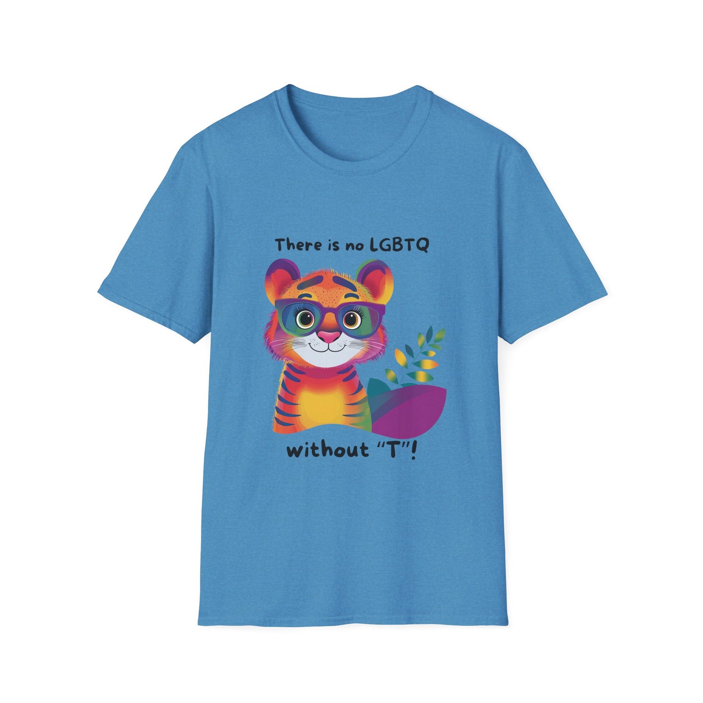 Cute Trans Tiger LGBTQ Pride T-Shirt | Rainbow Kawaii Tiger Unisex Tee