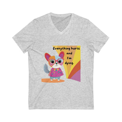 Kawaii Cat Chronic Pain V-Neck | Cute Dark Humor Disability Tee