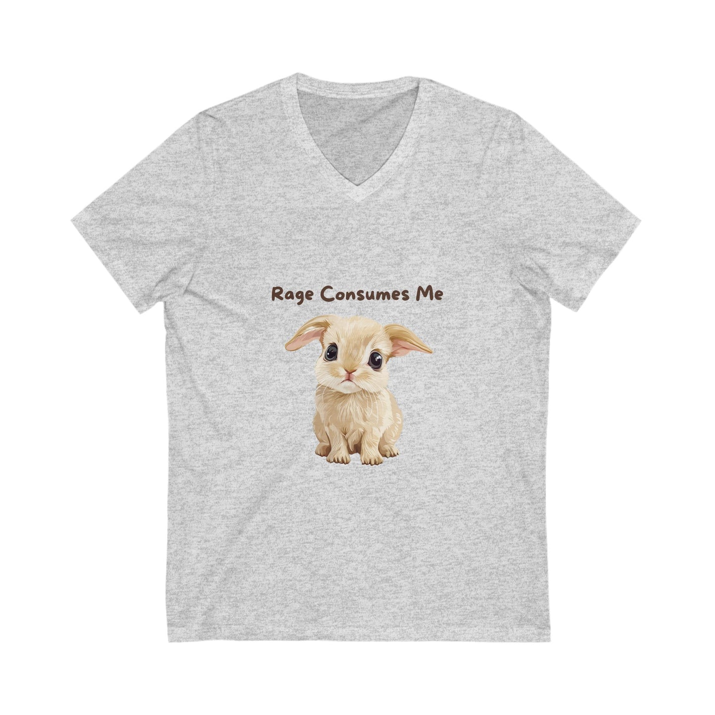Rage Consumes Me Bunny V-Neck T-Shirt | Cute Ironic Animal Unisex Tee