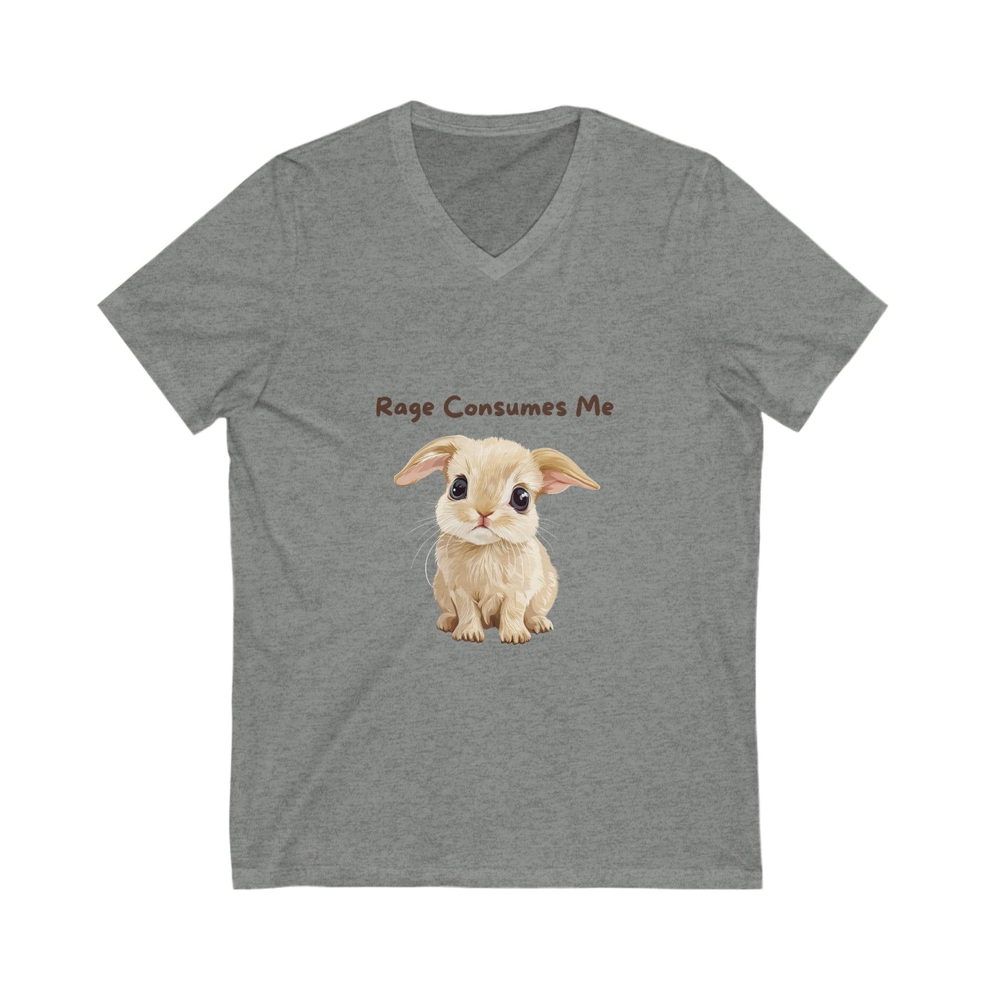 Rage Consumes Me Bunny V-Neck T-Shirt | Cute Ironic Animal Unisex Tee