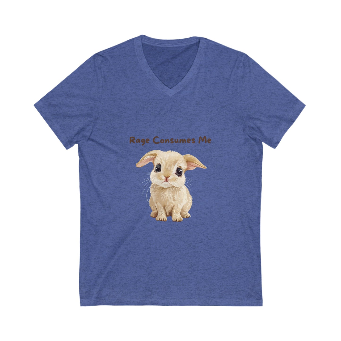 Rage Consumes Me Bunny V-Neck T-Shirt | Cute Ironic Animal Unisex Tee