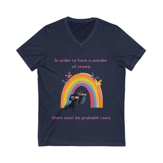 Murder of Crows Rainbow T-Shirt | Cute Literary Pun V-Neck | Teacher Gift