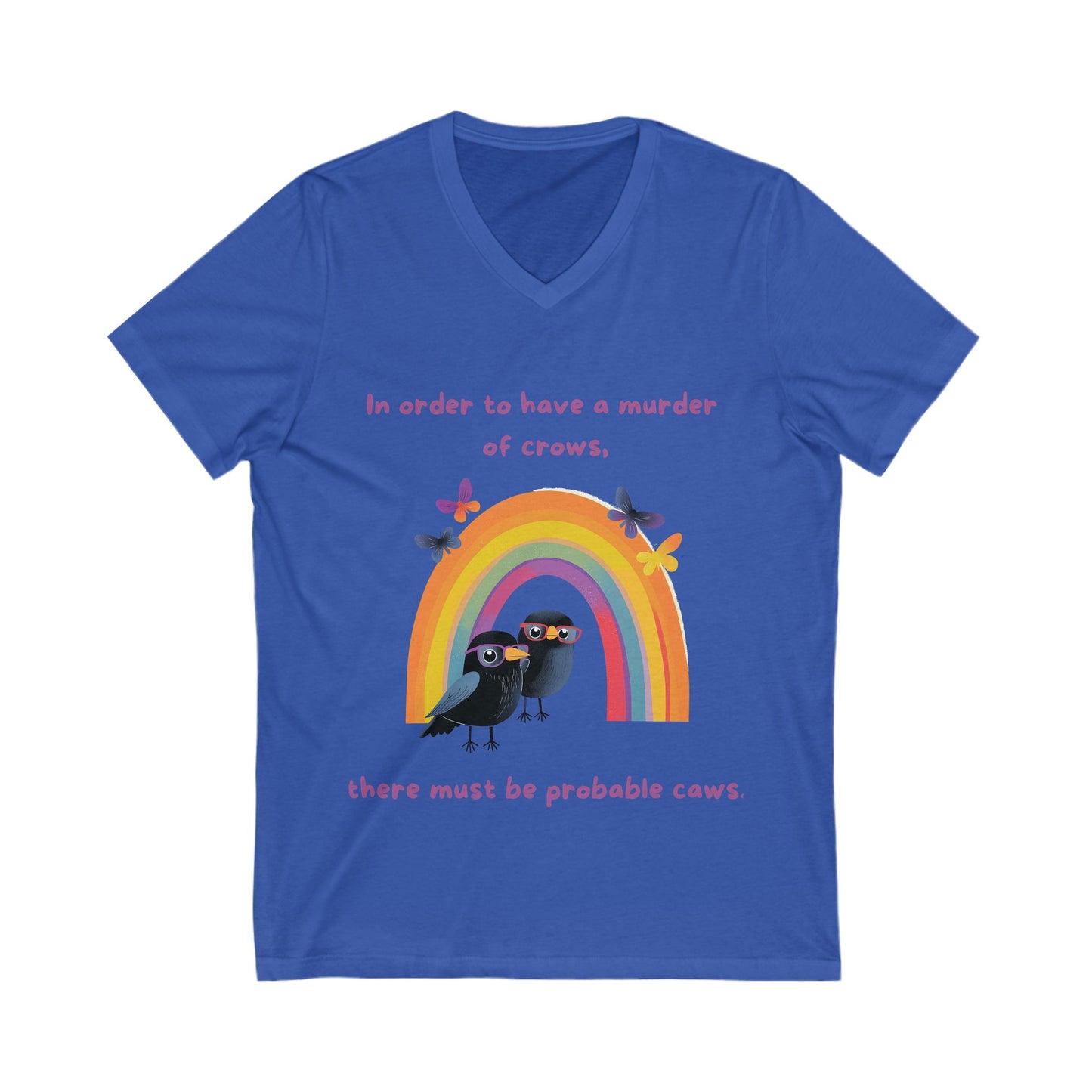 Murder of Crows Rainbow T-Shirt | Cute Literary Pun V-Neck | Teacher Gift