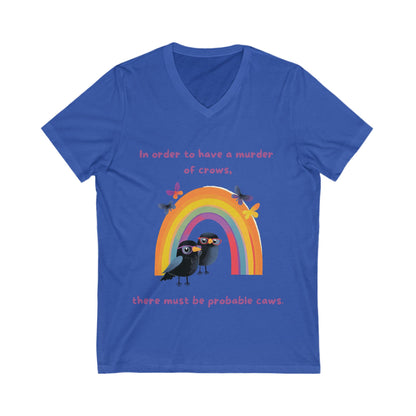 Murder of Crows Rainbow T-Shirt | Cute Literary Pun V-Neck | Teacher Gift