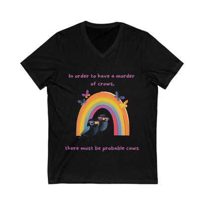 Murder of Crows Rainbow T-Shirt | Cute Literary Pun V-Neck | Teacher Gift