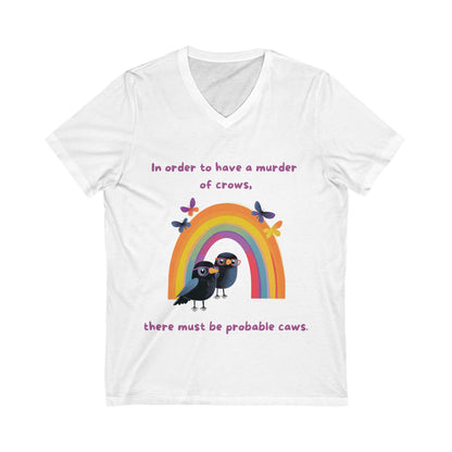 Murder of Crows Rainbow T-Shirt | Cute Literary Pun V-Neck | Teacher Gift