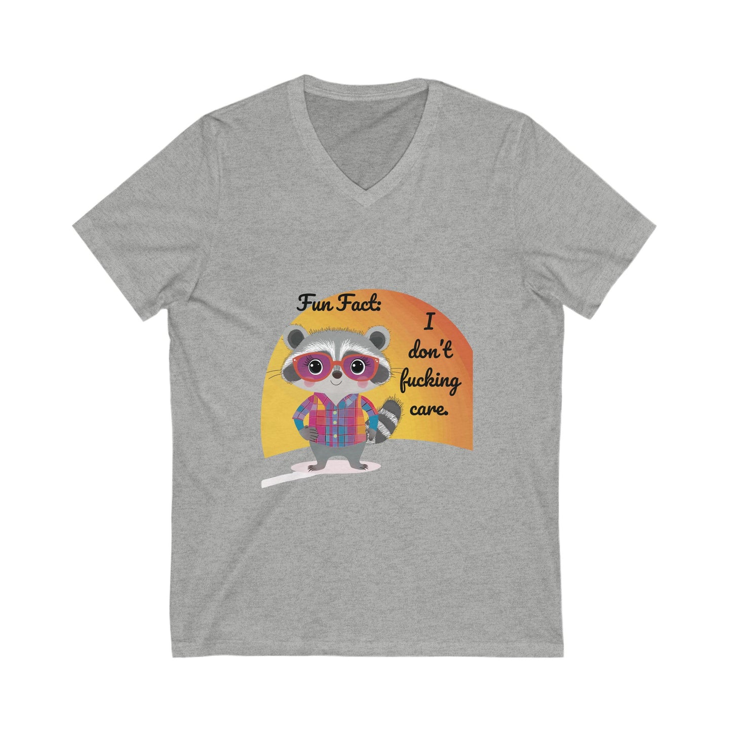 Fun Fact Raccoon V-Neck Tee | Kawaii Attitude Unisex T-Shirt