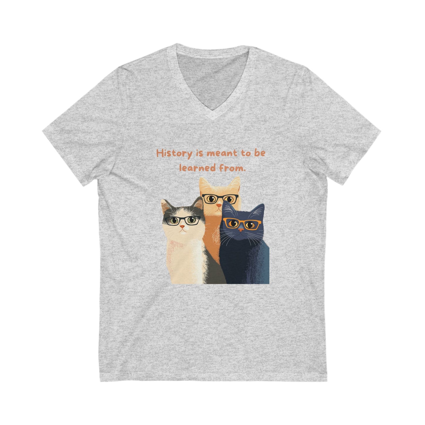Wise Cats V-Neck T-Shirt | History Teacher Gift | Intellectual Cat Lover Unisex Tee
