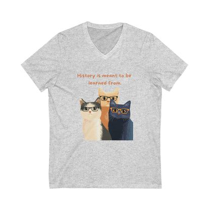 Wise Cats V-Neck T-Shirt | History Teacher Gift | Intellectual Cat Lover Unisex Tee