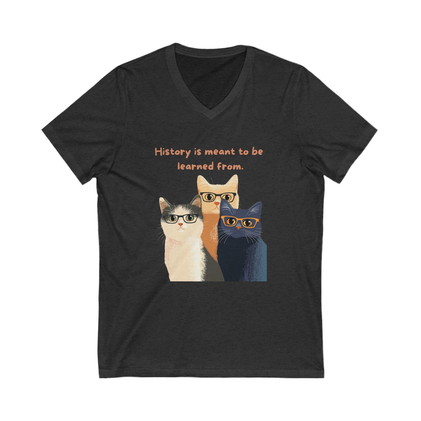 Wise Cats V-Neck T-Shirt | History Teacher Gift | Intellectual Cat Lover Unisex Tee