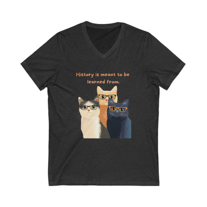 Wise Cats V-Neck T-Shirt | History Teacher Gift | Intellectual Cat Lover Unisex Tee