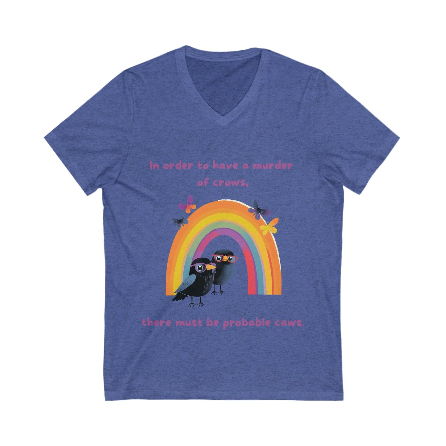 Murder of Crows Rainbow T-Shirt | Cute Literary Pun V-Neck | Teacher Gift