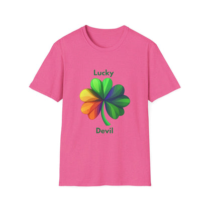 Lucky Devil Rainbow Clover T-Shirt | Pride Shamrock Tee