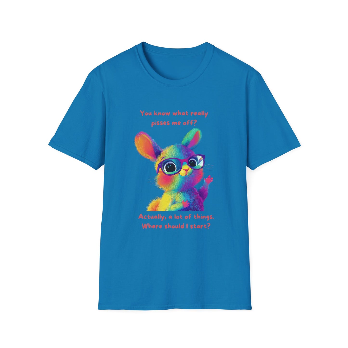 Rainbow Bunny Attitude T-Shirt | Sassy Pet Graphic Tee